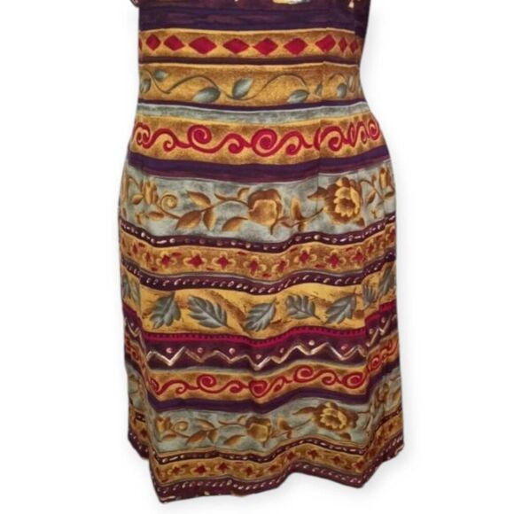 SAG HARBOR BURGUNDY, MUSTARD DRESS SZ.10 EUC. - Picture 3 of 8